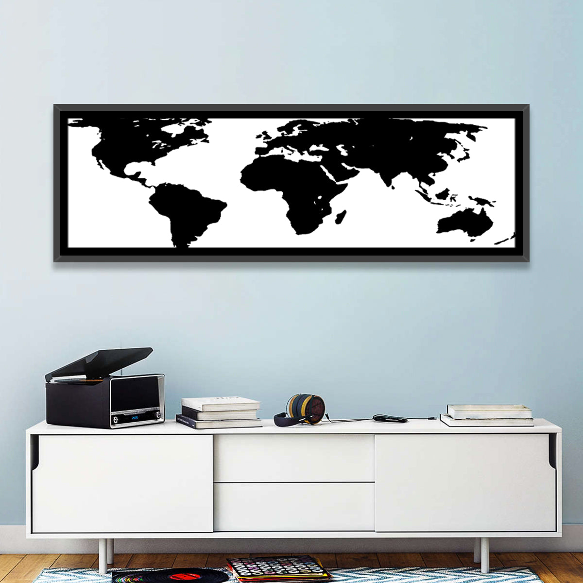 Minimalist Black World Map Wall Art
