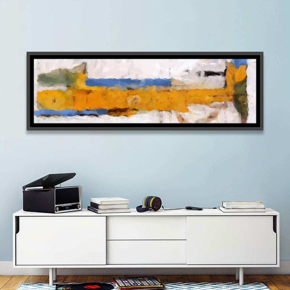 Lake Reflection in Yellow and Blue Wall Art