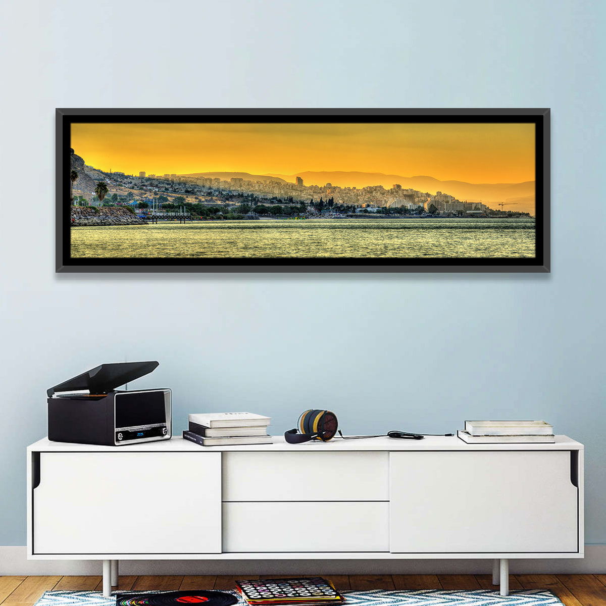 Tiberias from the Sea of Galilee Wall Art in a room, panoramic