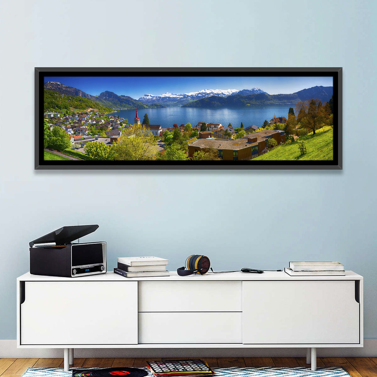 Lake Lucerne, Weggis Wall Art in a room, panoramic