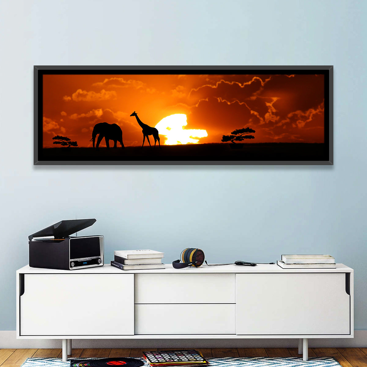 Safari Sunset Silhouettes Wall Art