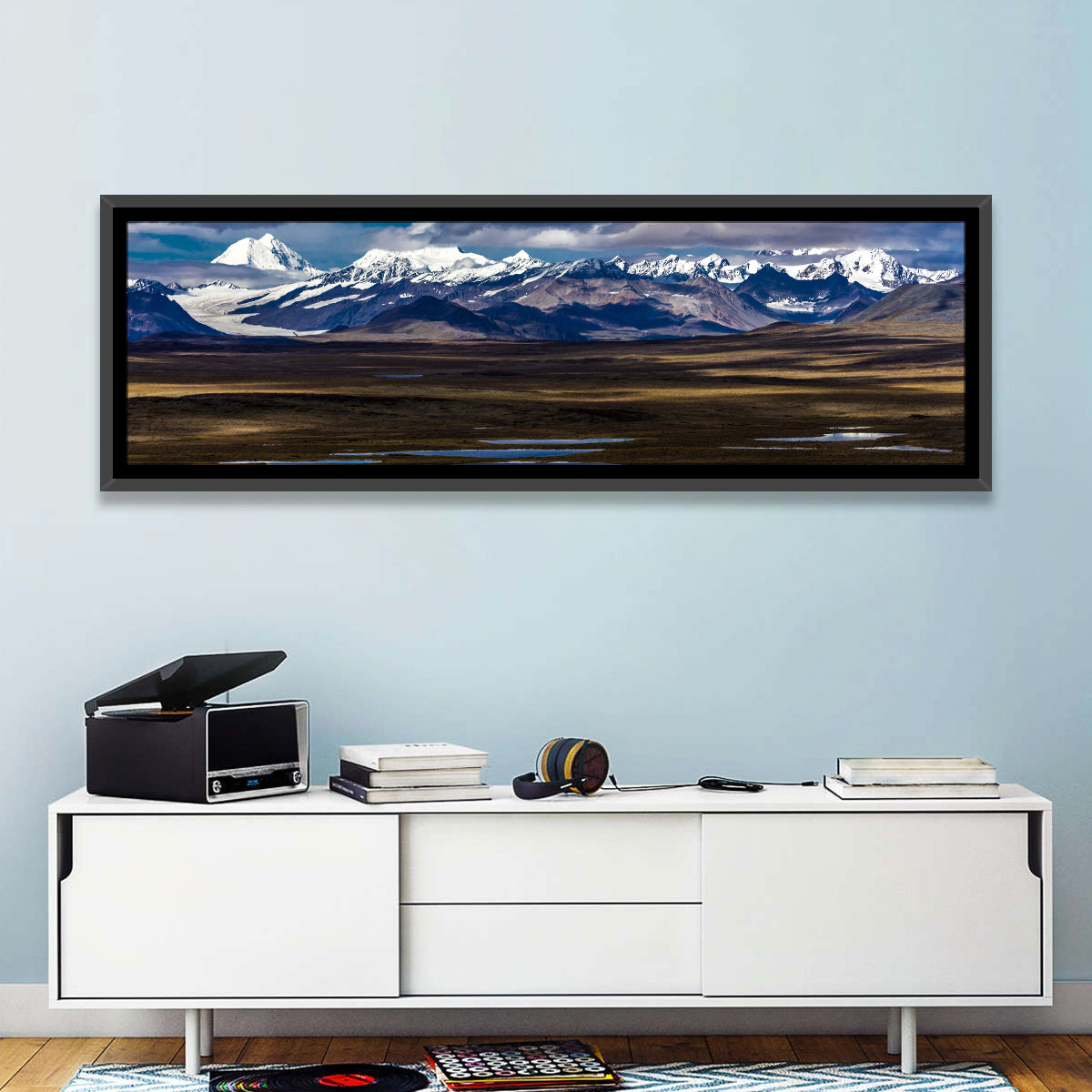 Mount Hess and Mount Debora with Wetlands Wall Art in a room, panoramic