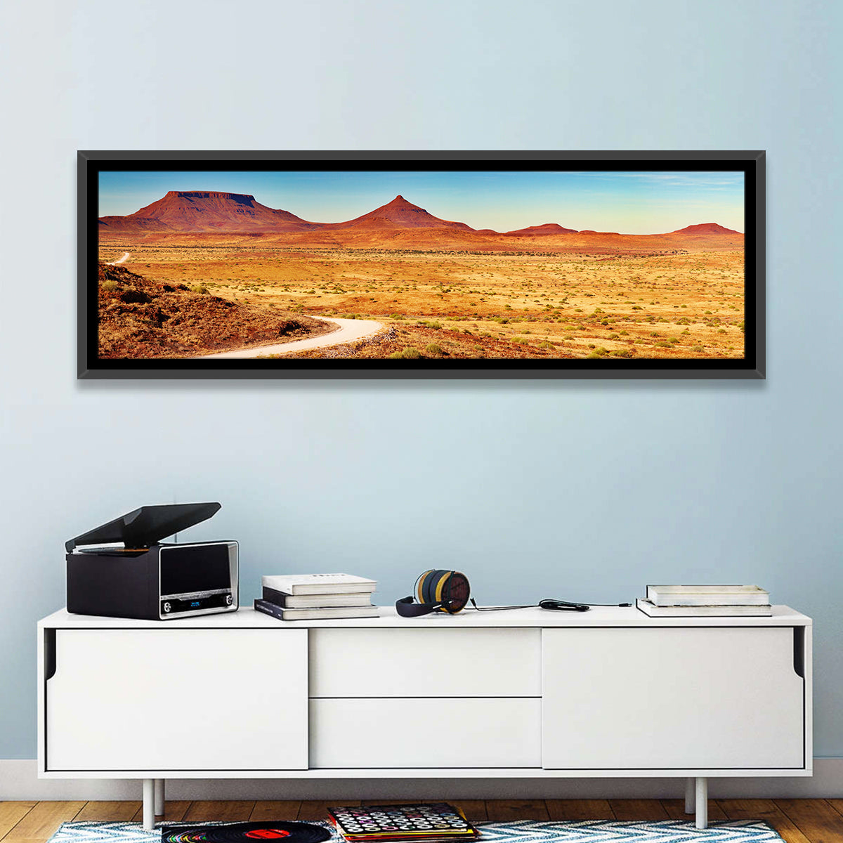 Damaraland Desert Landscape Wall Art in a room, panoramic