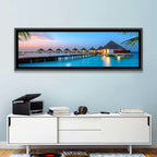 Overwater Bungalows at Twilight Wall Art