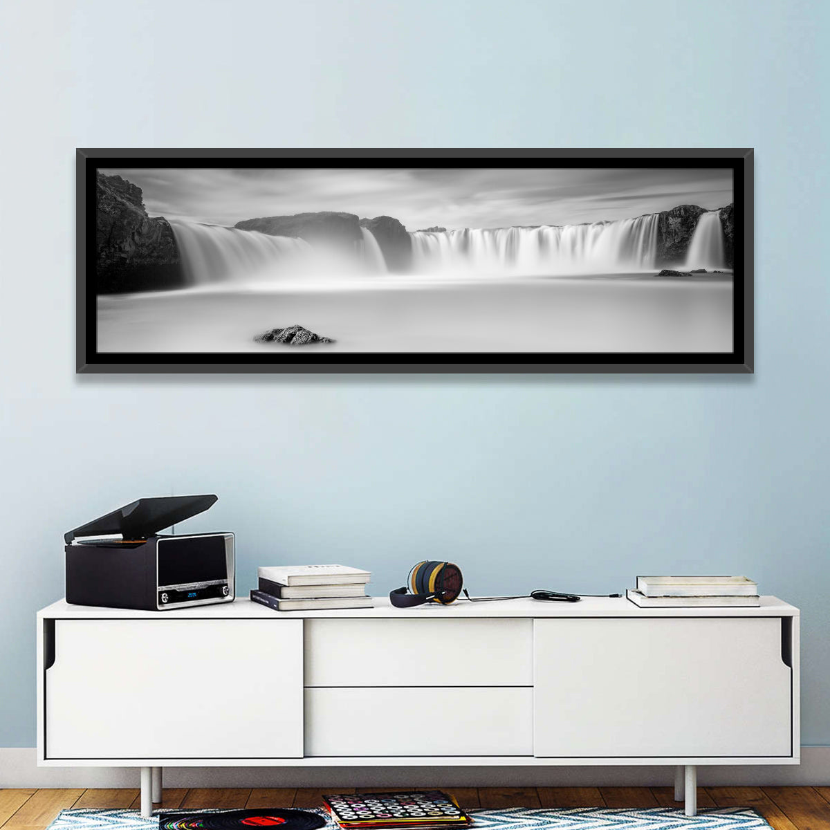 Goðafoss, Mývatn Iceland Wall Art in a room, panoramic