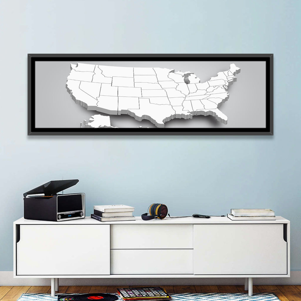 3d USA Map with Alaska and Hawaii Wall Art
