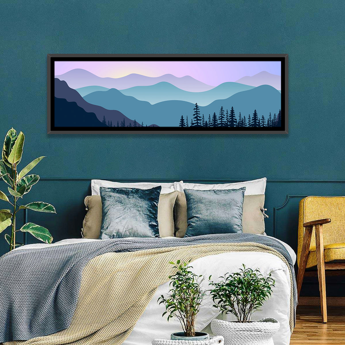 Purple Dawn Mountain Range Wall Art