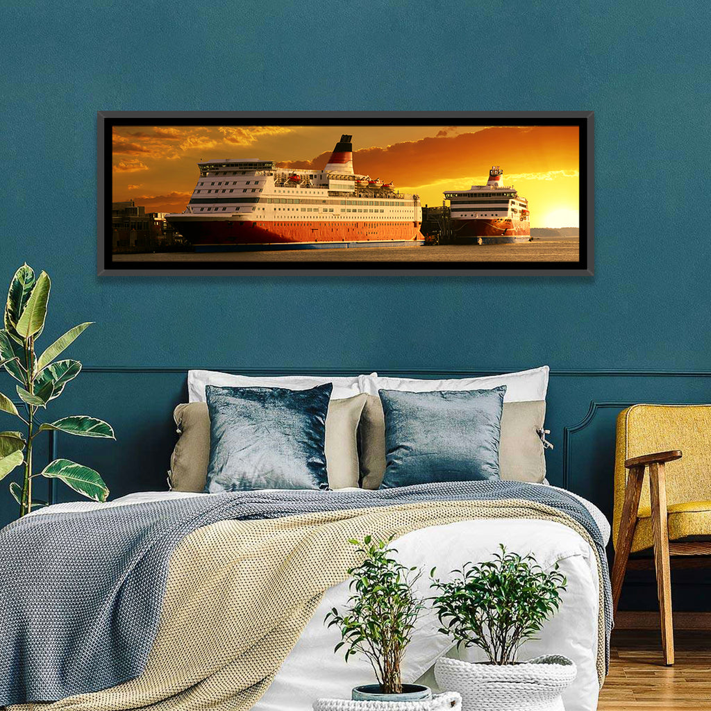 Red-hulled Cruise Ships at Dusk Wall Art