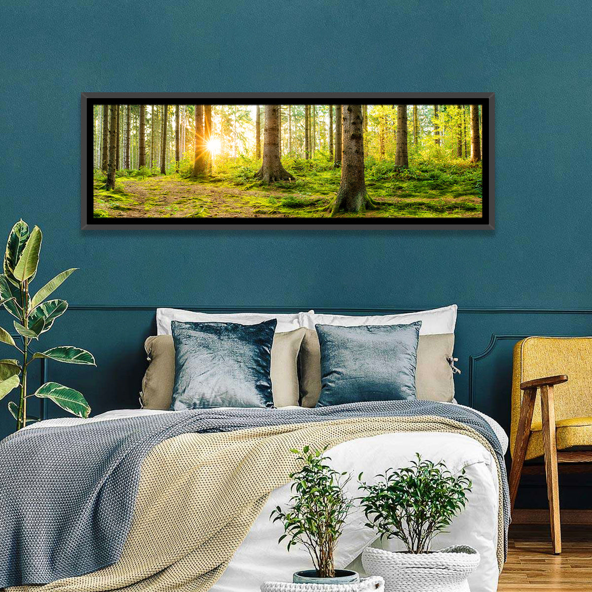 Sunburst Over Mossy Forest Wall Art