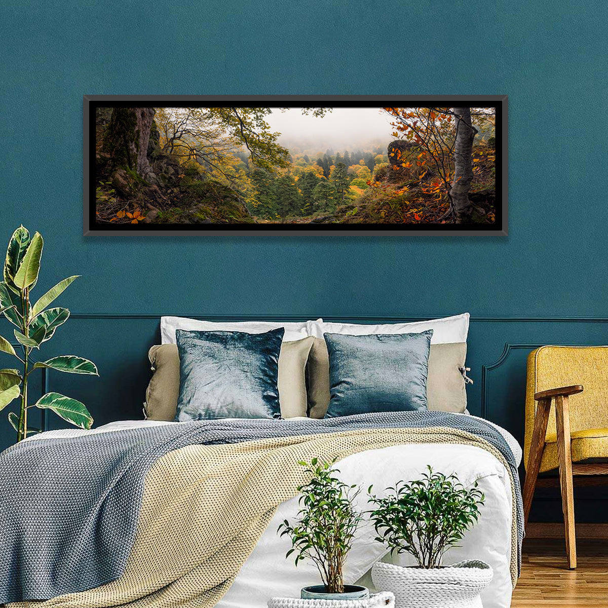Enchanted Forest Valley Wall Art in a room, panoramic