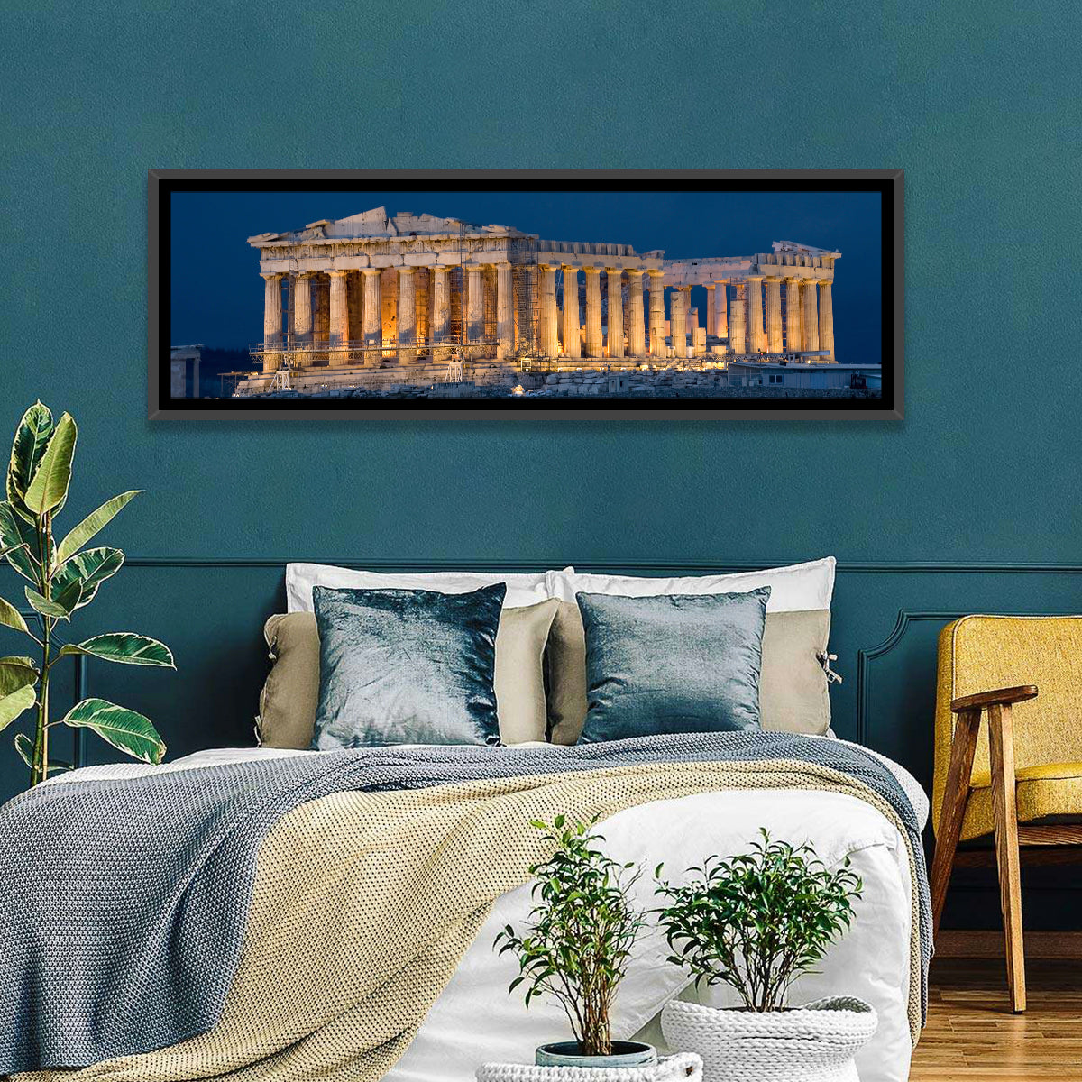 Illuminated Parthenon at Night Wall Art