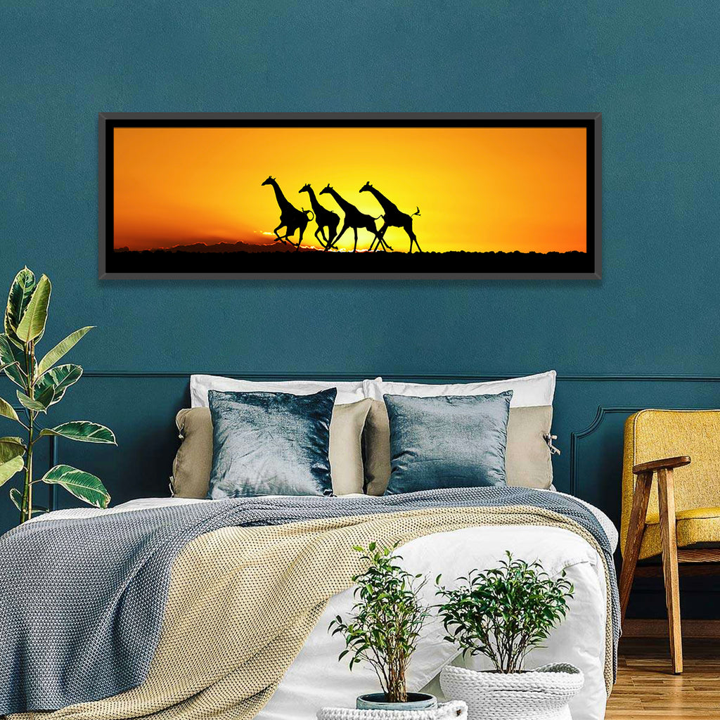 Savanna Giraffes at Sunset Wall Art