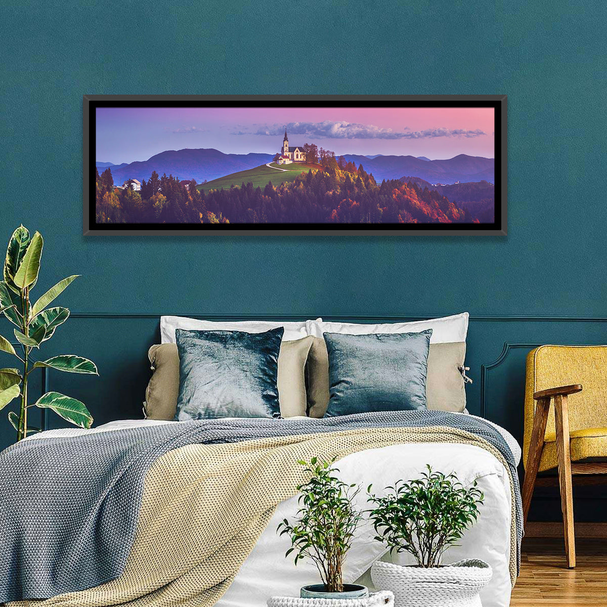 Saint Leonard Hilltop Church Wall Art in a room, panoramic