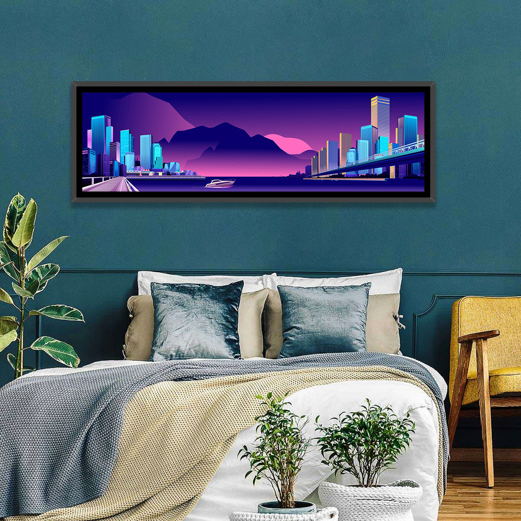 Purple Harbor Skyline Wall Art