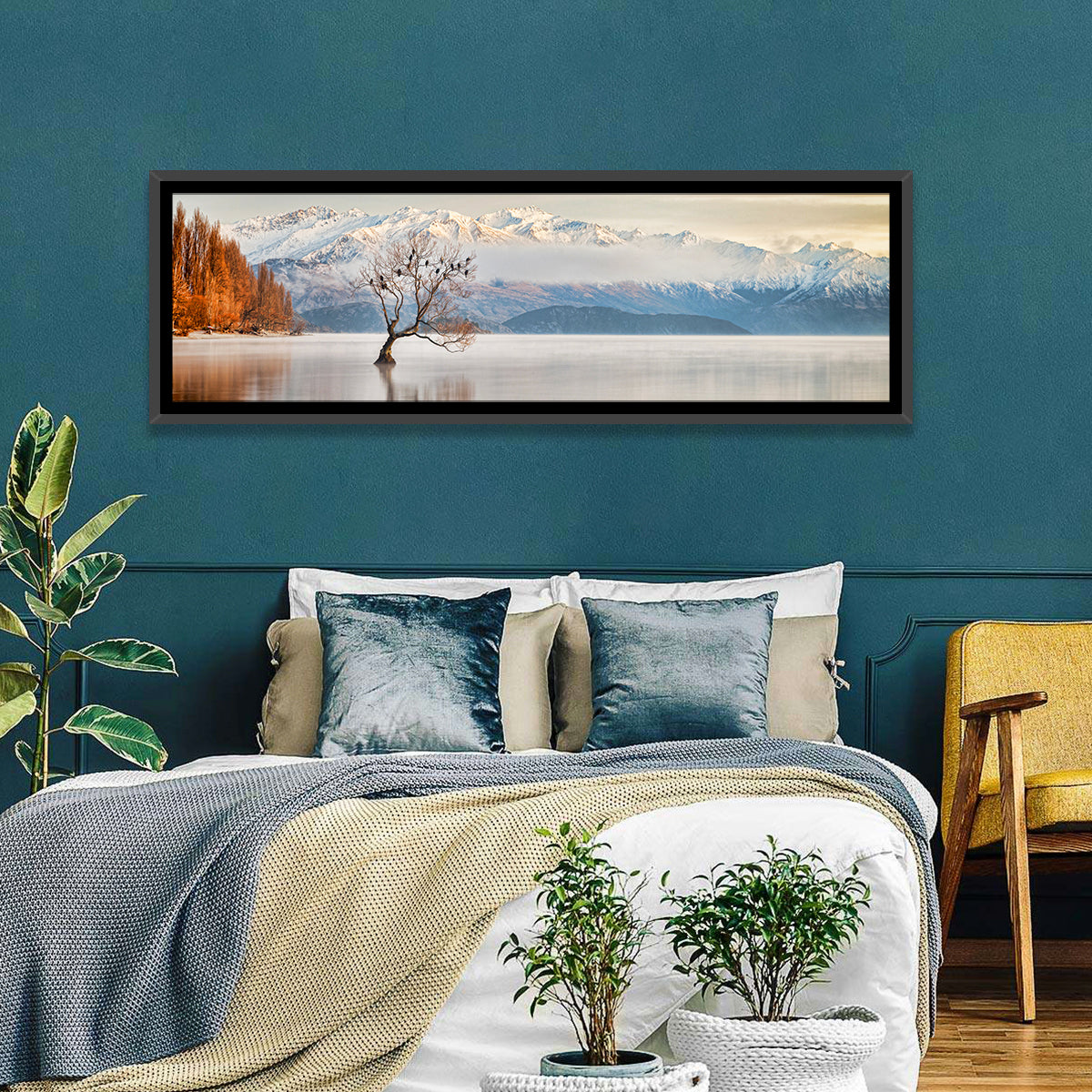 That Wanaka Tree, Lake Wanaka Wall Art in a room, panoramic