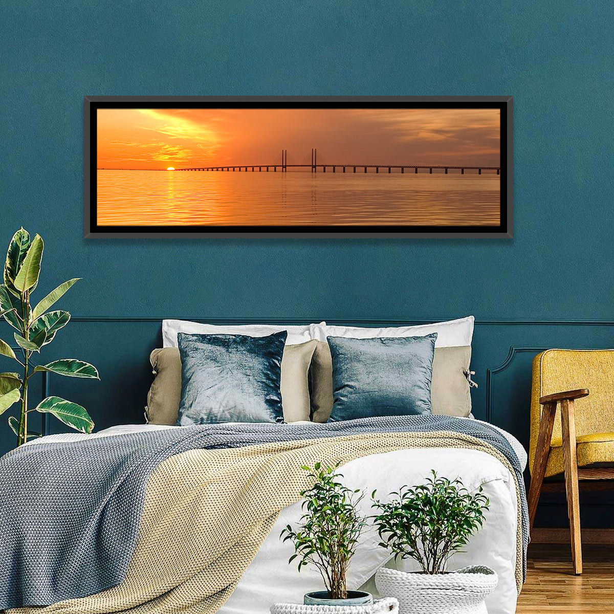 Øresund Bridge in Golden Light Wall Art