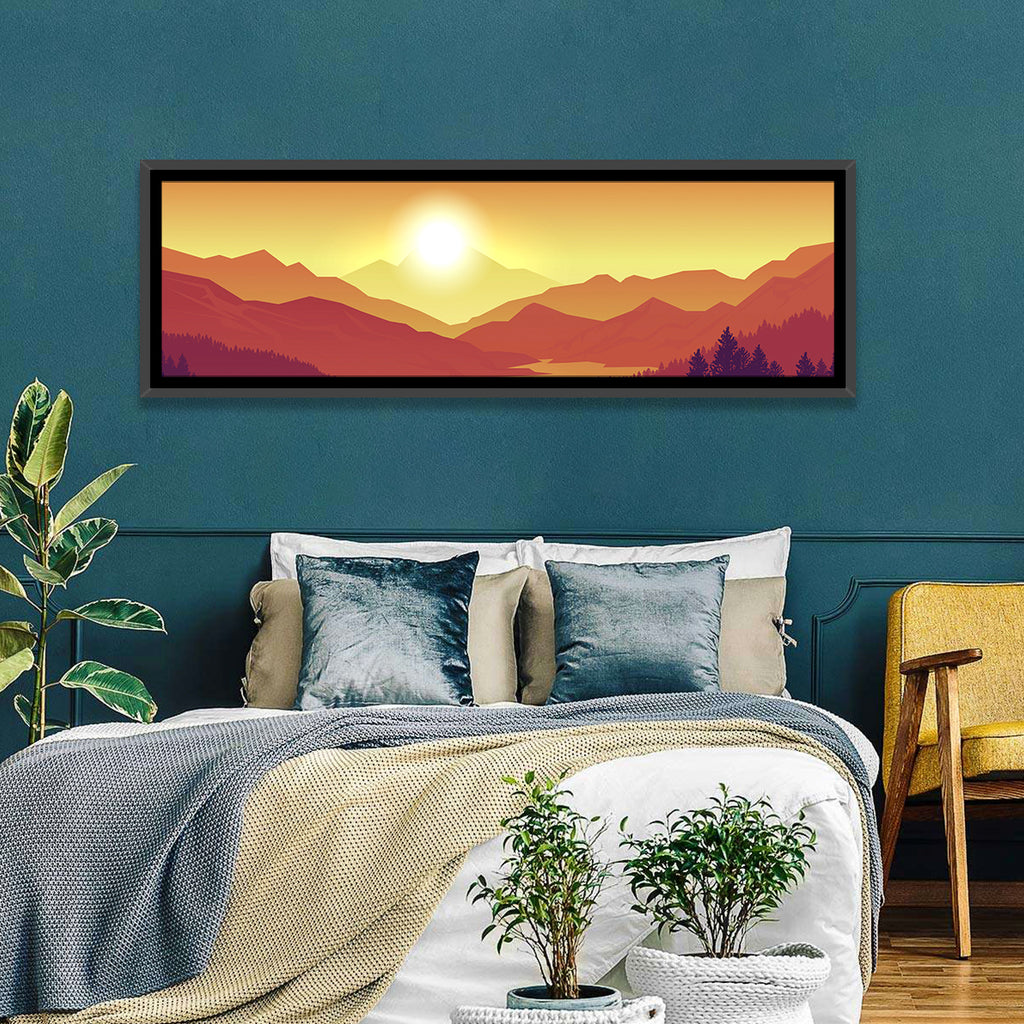 Sunset Pines and Layered Mountains Wall Art