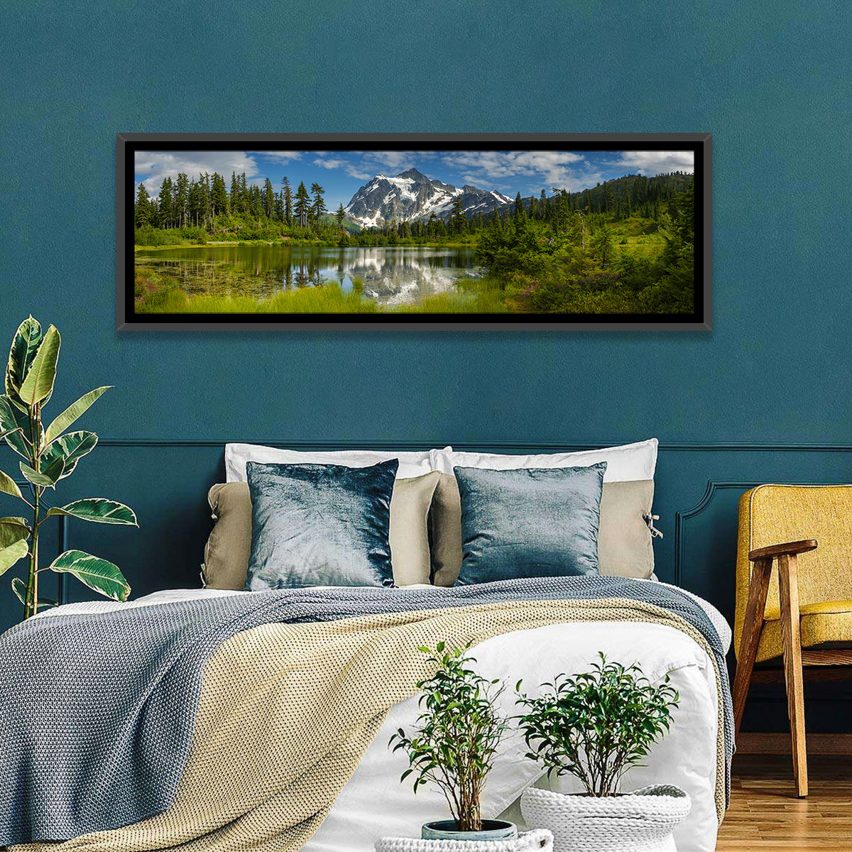 Mt Shuksan from Picture Lake Wall Art in a room, panoramic