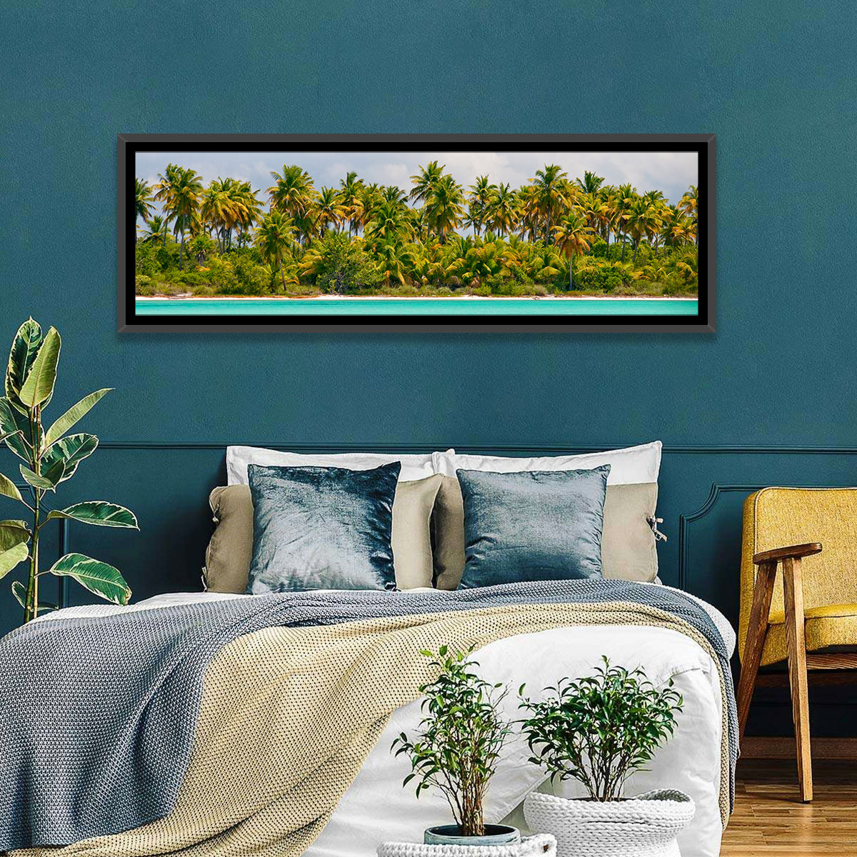 Turquoise Lagoon Palm Tree Beach Wall Art