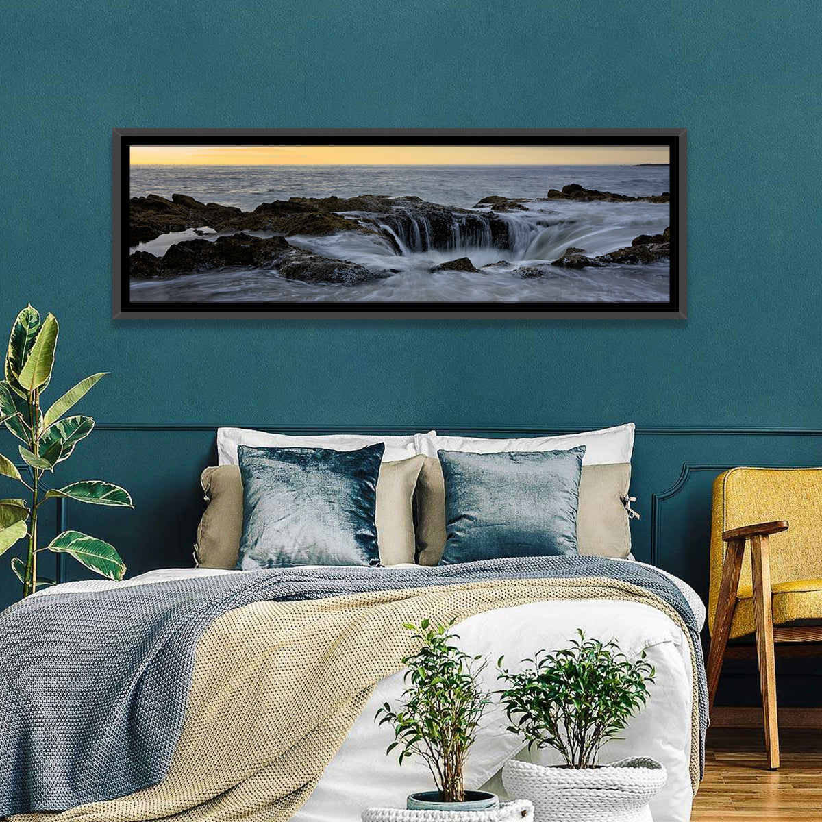 Thor's Well at Cape Perpetua Wall Art in a room, panoramic