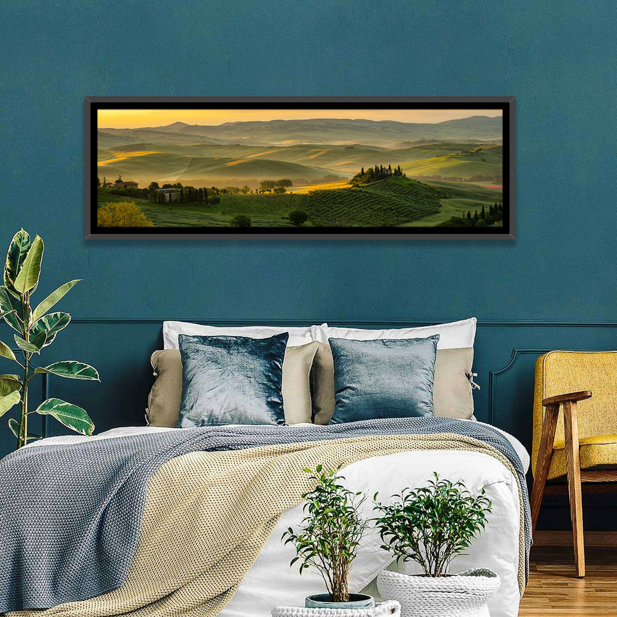 Tuscan Hill Meadows Wall Art in a room, panoramic