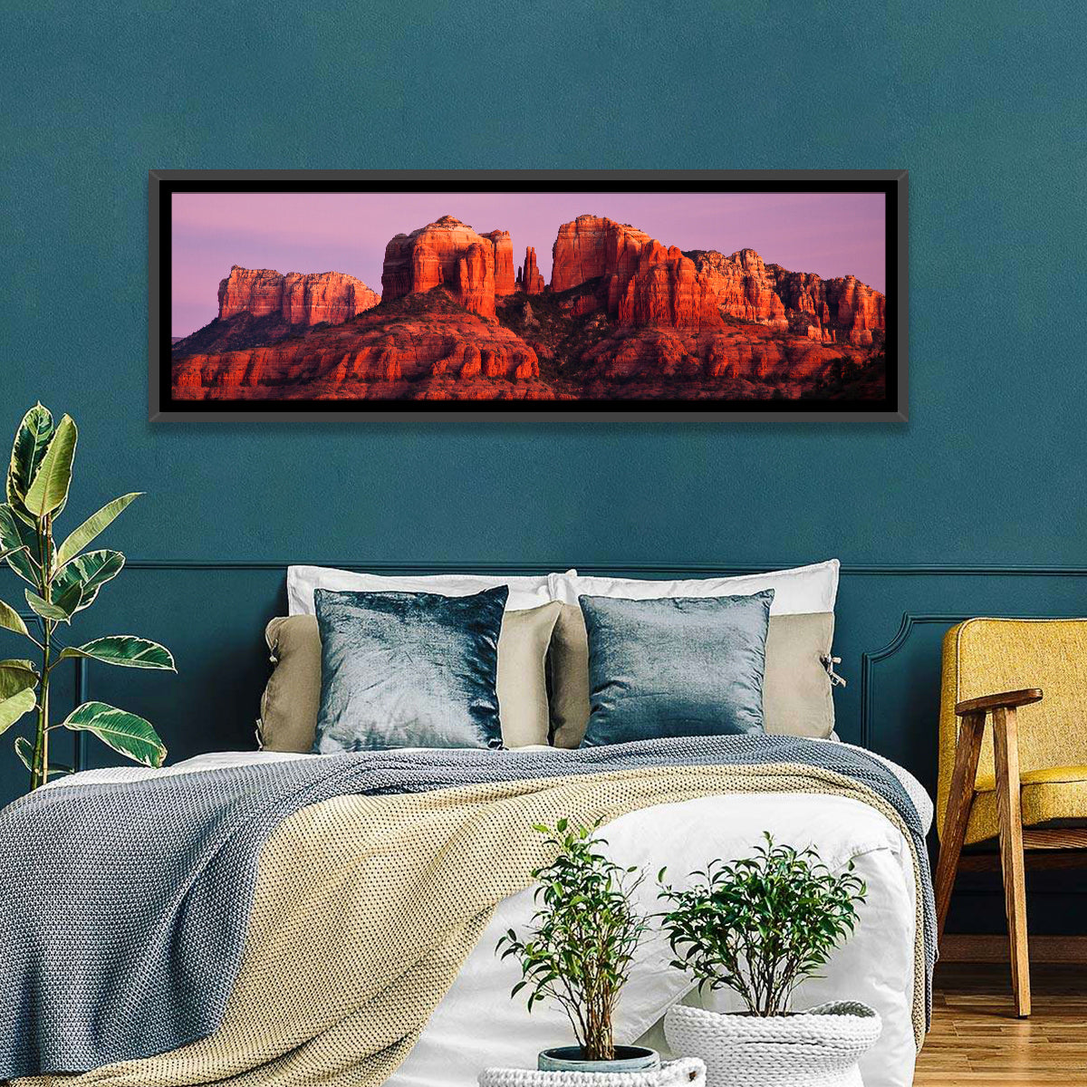 Cathedral Rock Sunset, Sedona Wall Art in a room, panoramic