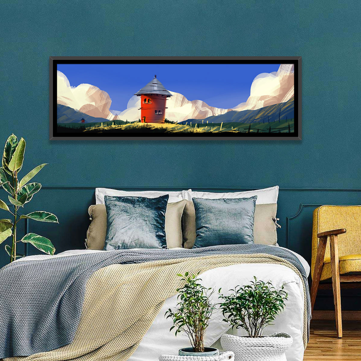 Red Tower in Meadow Wall Art