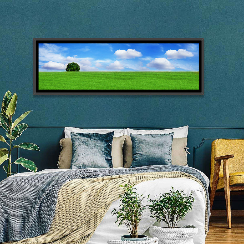Solitary Tree Over Green Meadow Wall Art