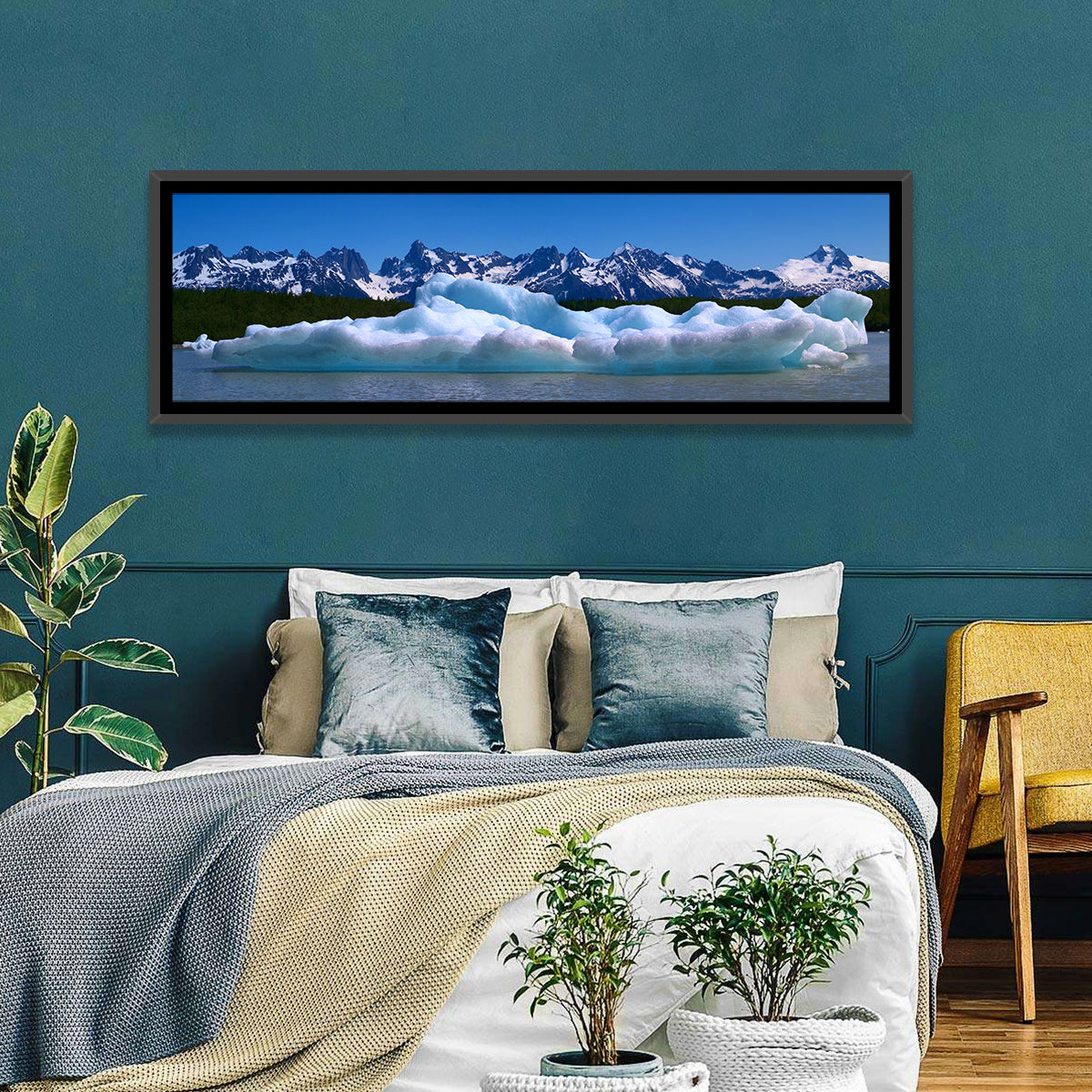 Chilkat Glacier and Iceberg Wall Art in a room, panoramic