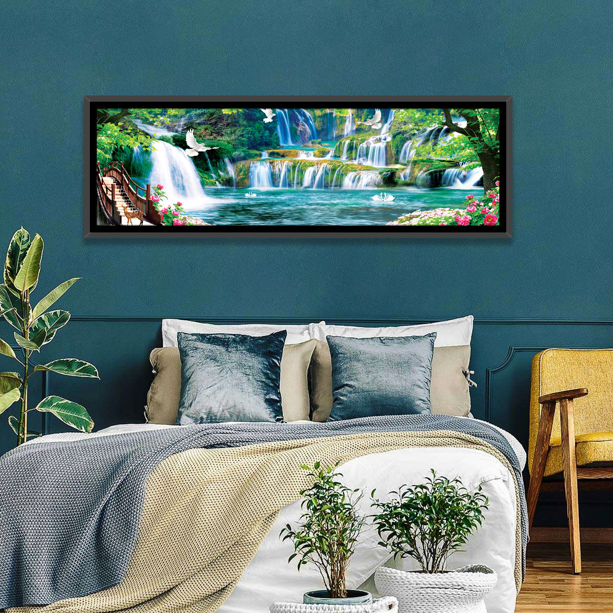 Heavenly Waterfall Scene Wall Art
