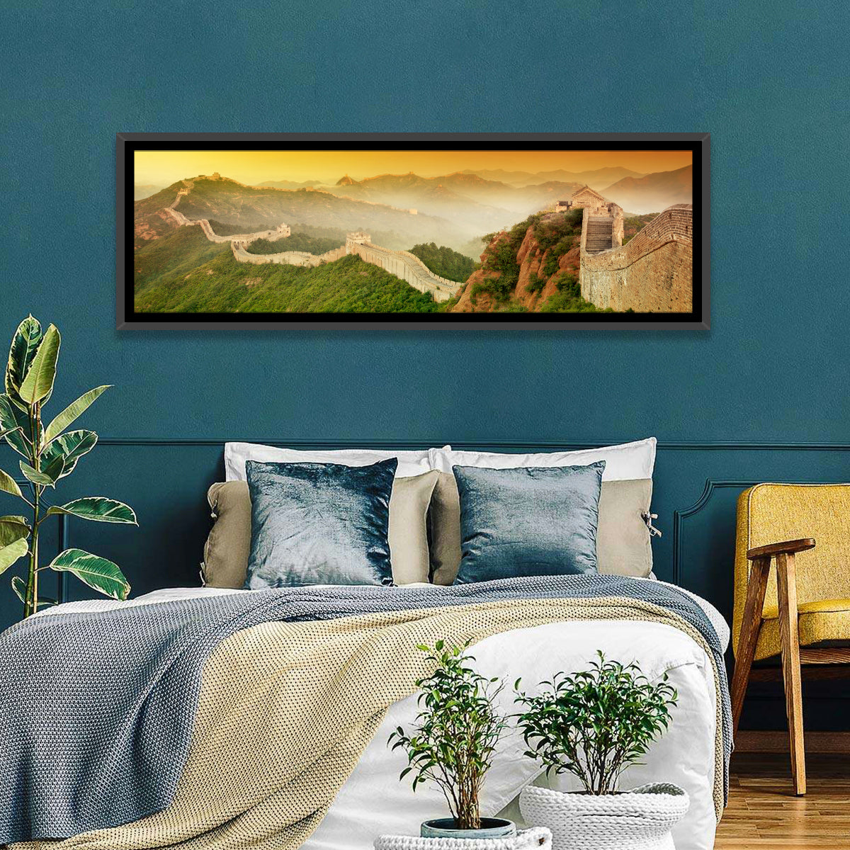Great Wall of China Wall Art in a room, panoramic