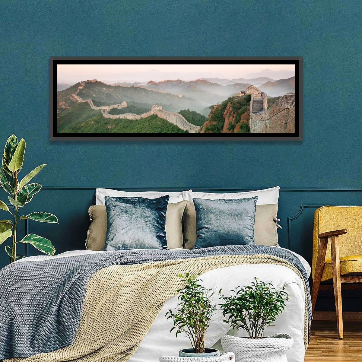 Great of China at Dawn Wall Art in a room, panoramic