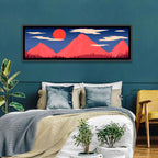 Crimson Sun Over Blue Mountains Wall Art