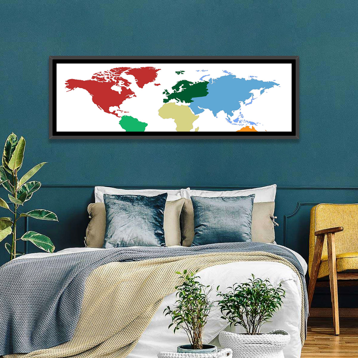 World Continents Map Wall Art