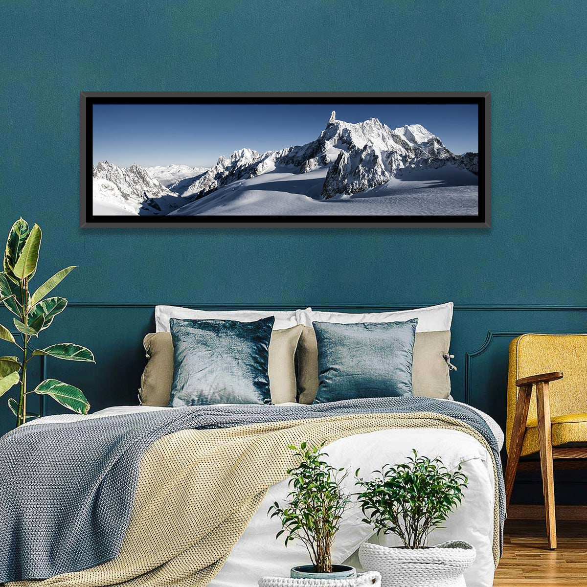 Mont Blanc Vista Wall Art in a room, panoramic