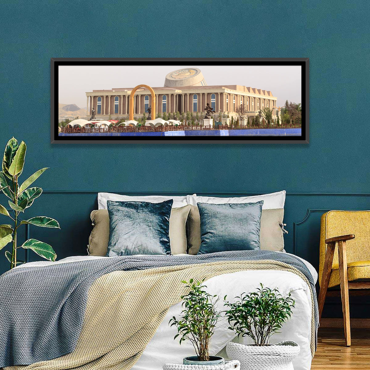 Dushanbe National Library Wall Art in a room, panoramic