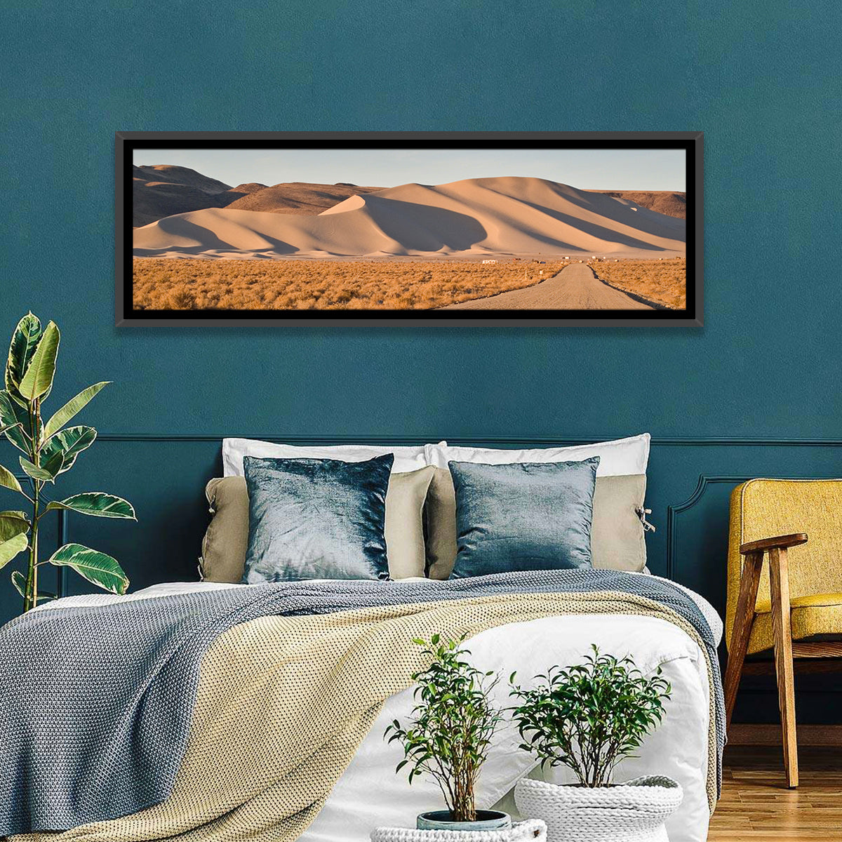 Sand Mountain Dune Road Wall Art in a room, panoramic
