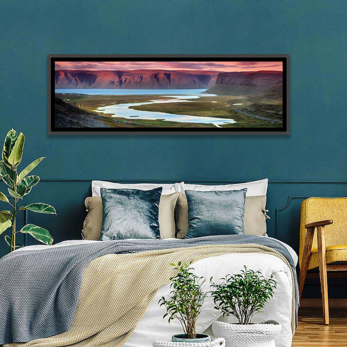 Westfjords Dusk, Iceland Wall Art in a room, panoramic
