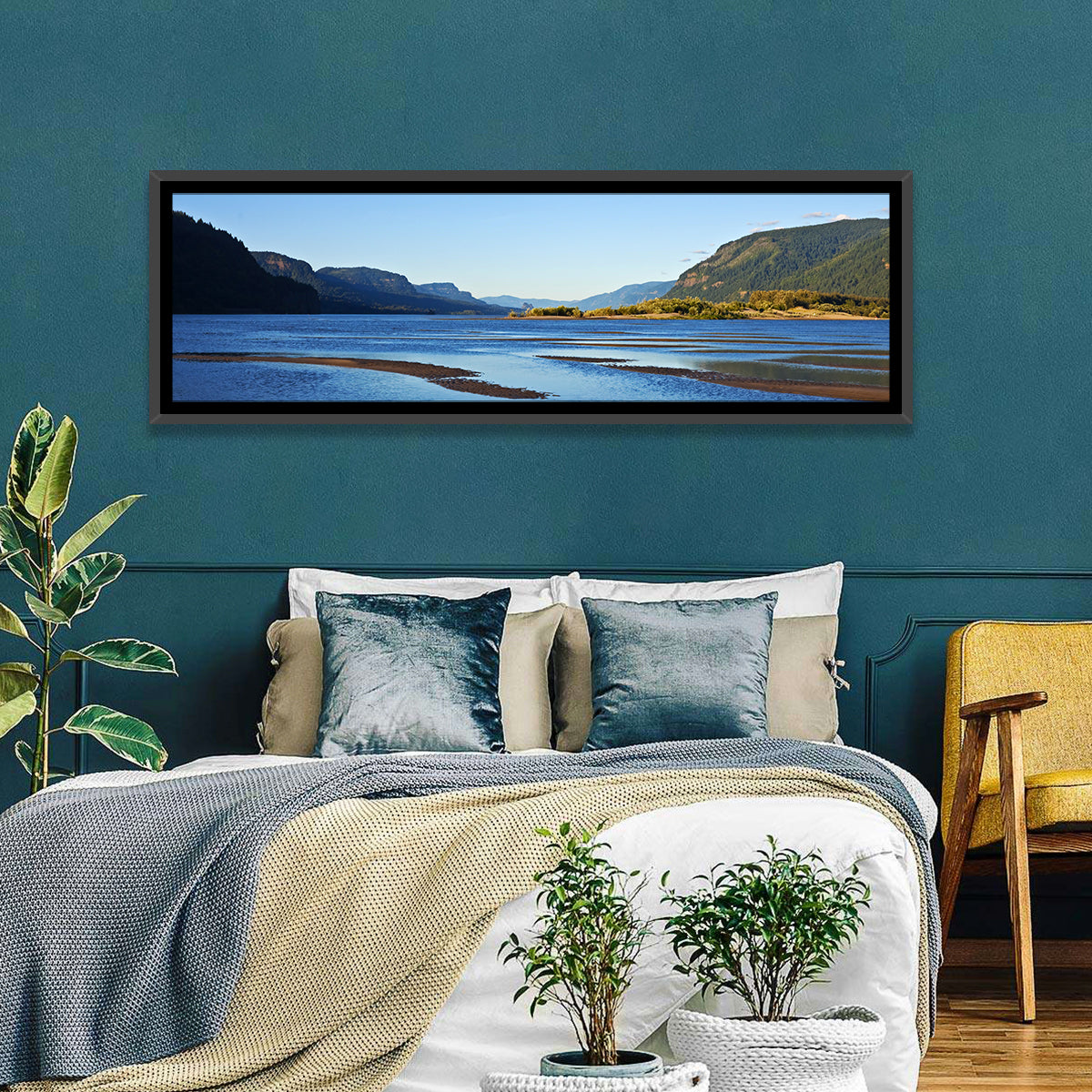 River Gorge Landscape Wall Art in a room, panoramic