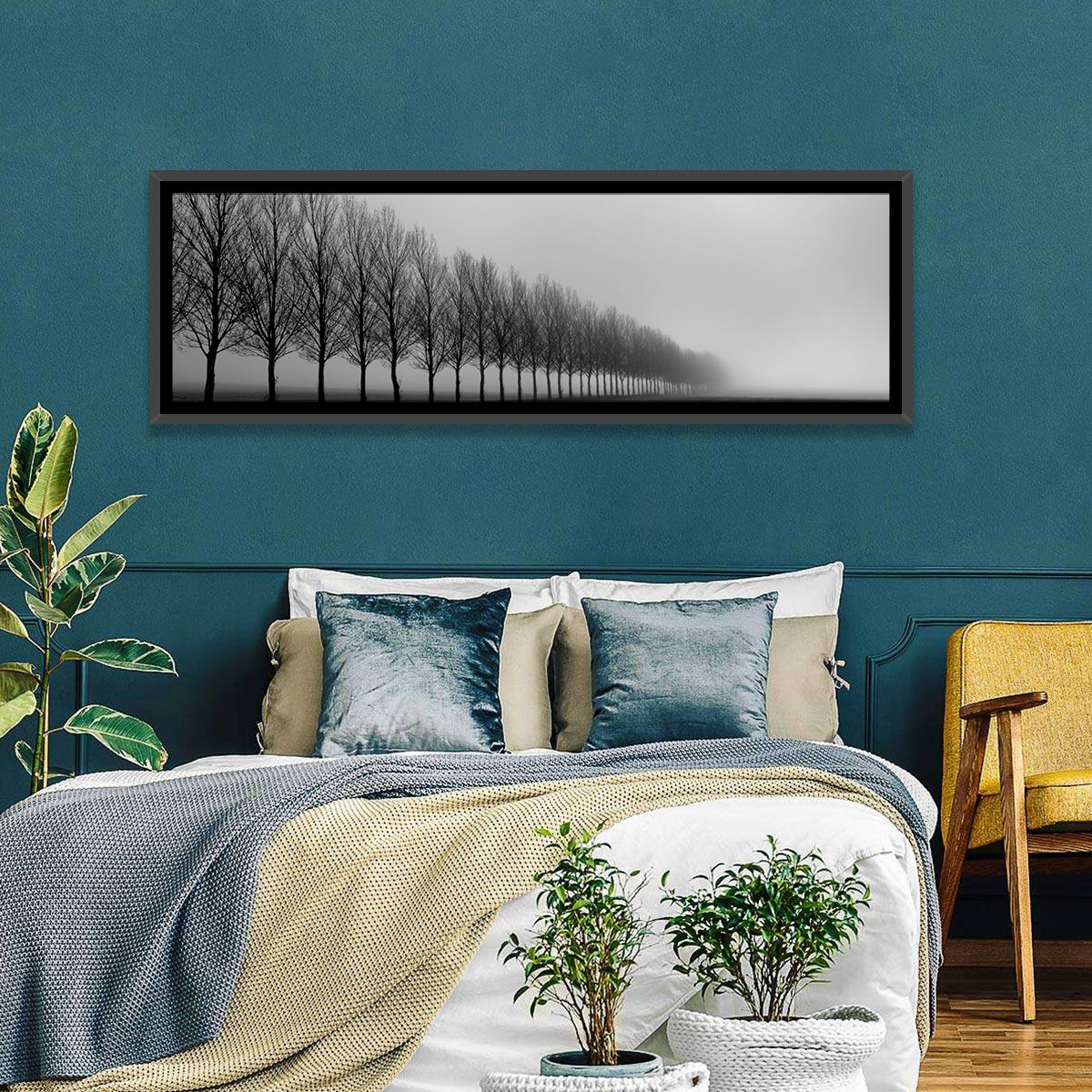 Misty Row of Bare Trees Wall Art