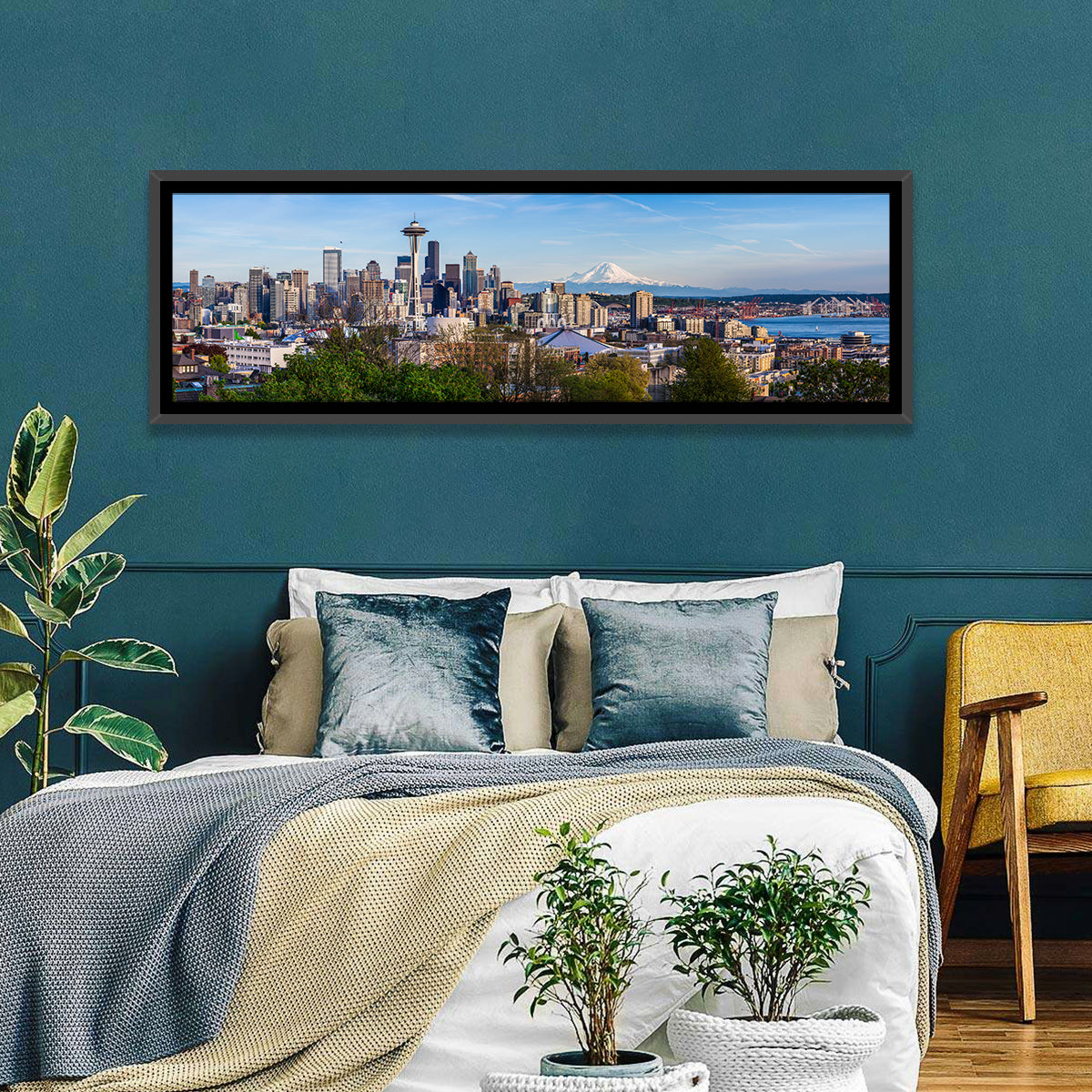 Seattle Skyline with Mount Rainier Wall Art