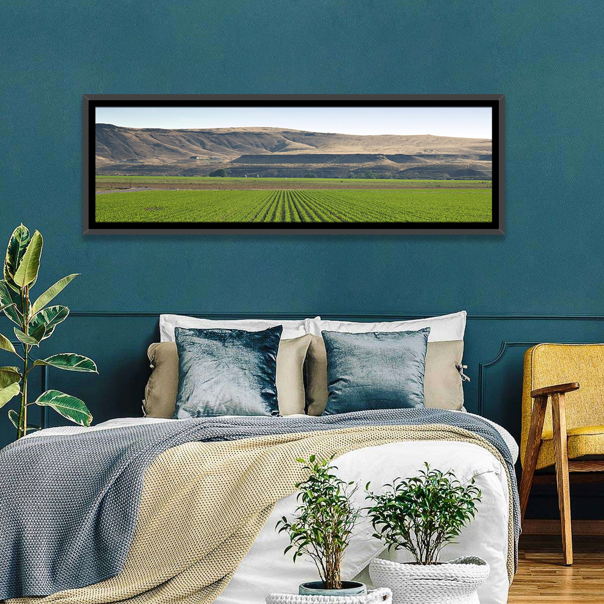 Idaho Corn Field Wall Art in a room, panoramic