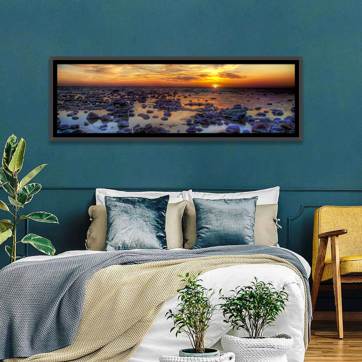 Sea Stones Sunset Wall Art