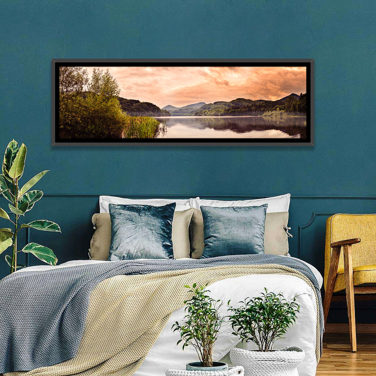 Cloudy Lake at Golden Hour Wall Art