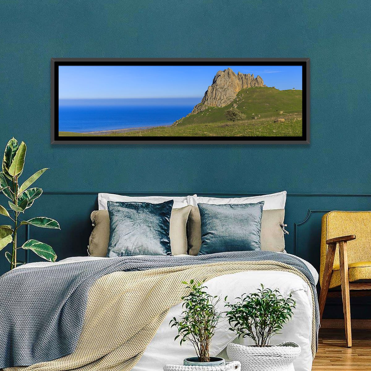 Beshbarmak Mountain Wall Art in a room, panoramic
