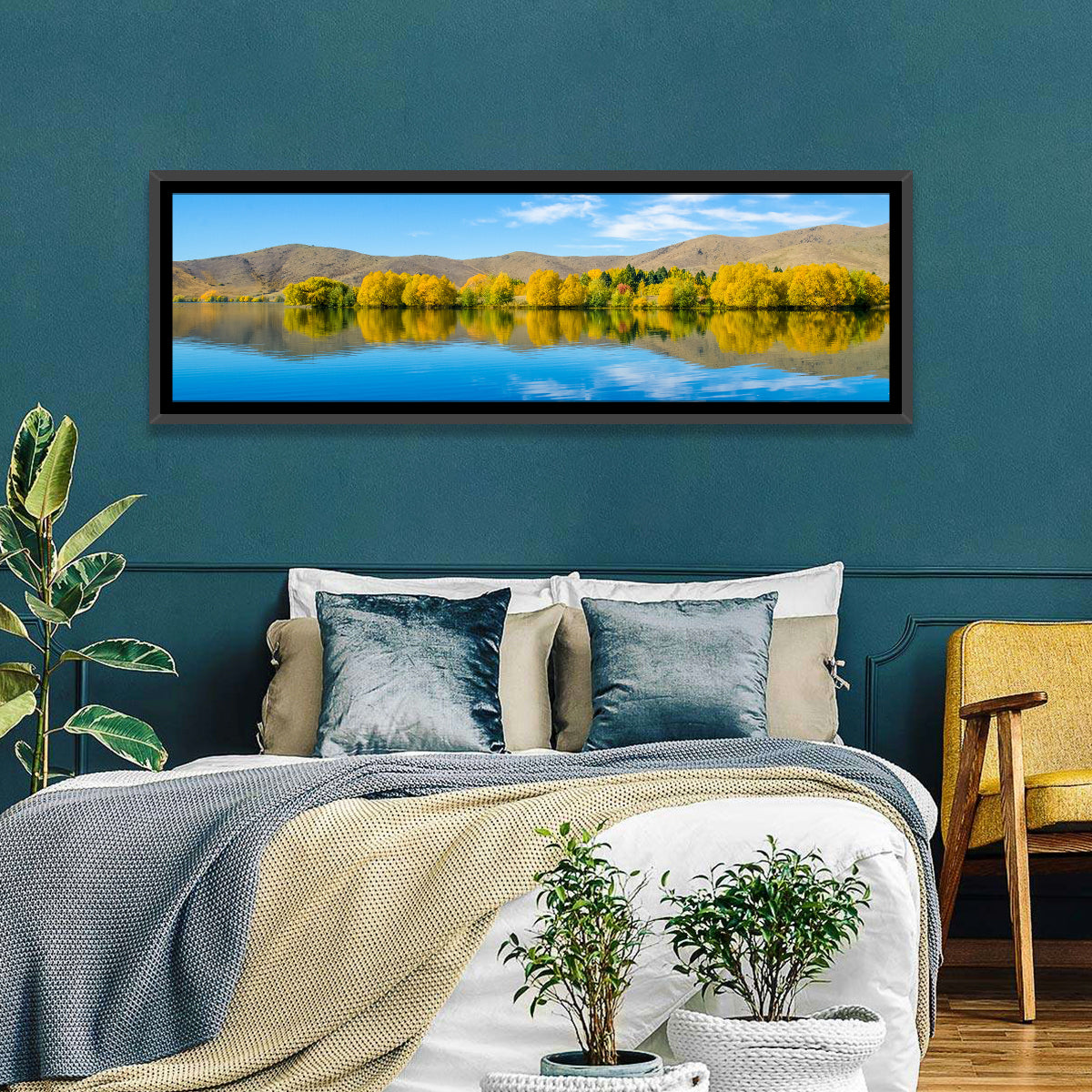 Lake Ruataniwha Wall Art in a room, panoramic