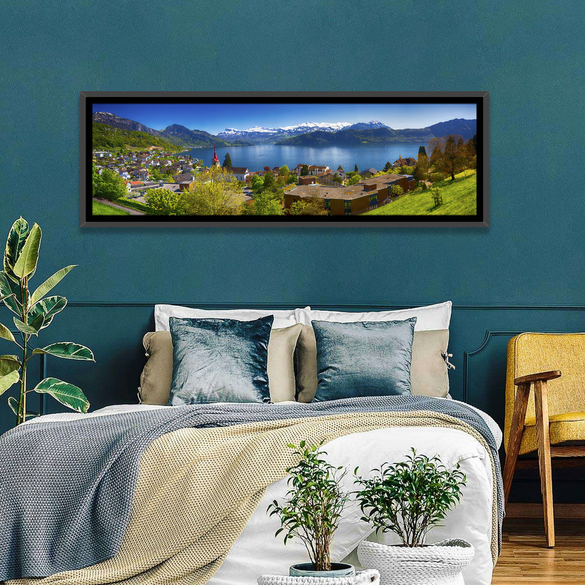 Lake Lucerne, Weggis Wall Art in a room, panoramic
