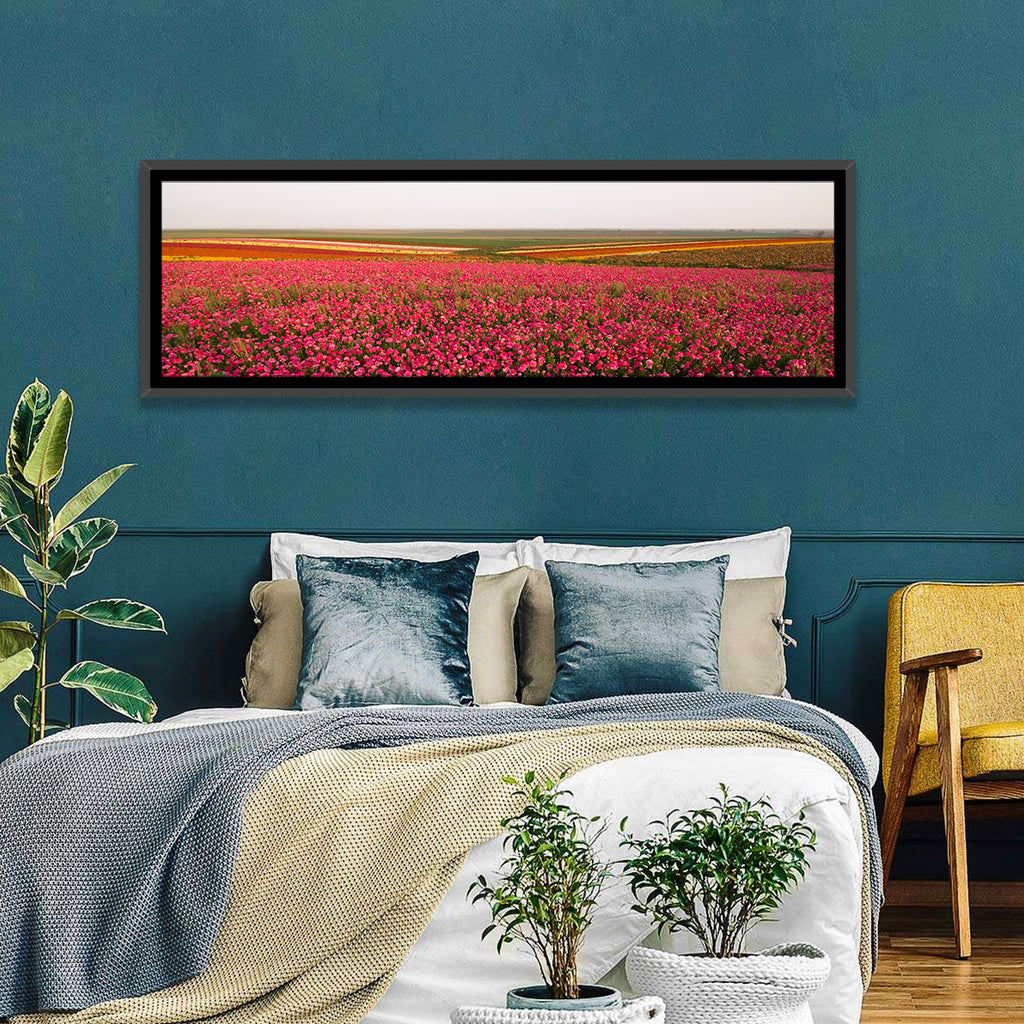 Pink Ranunculus Flower Field Wall Art