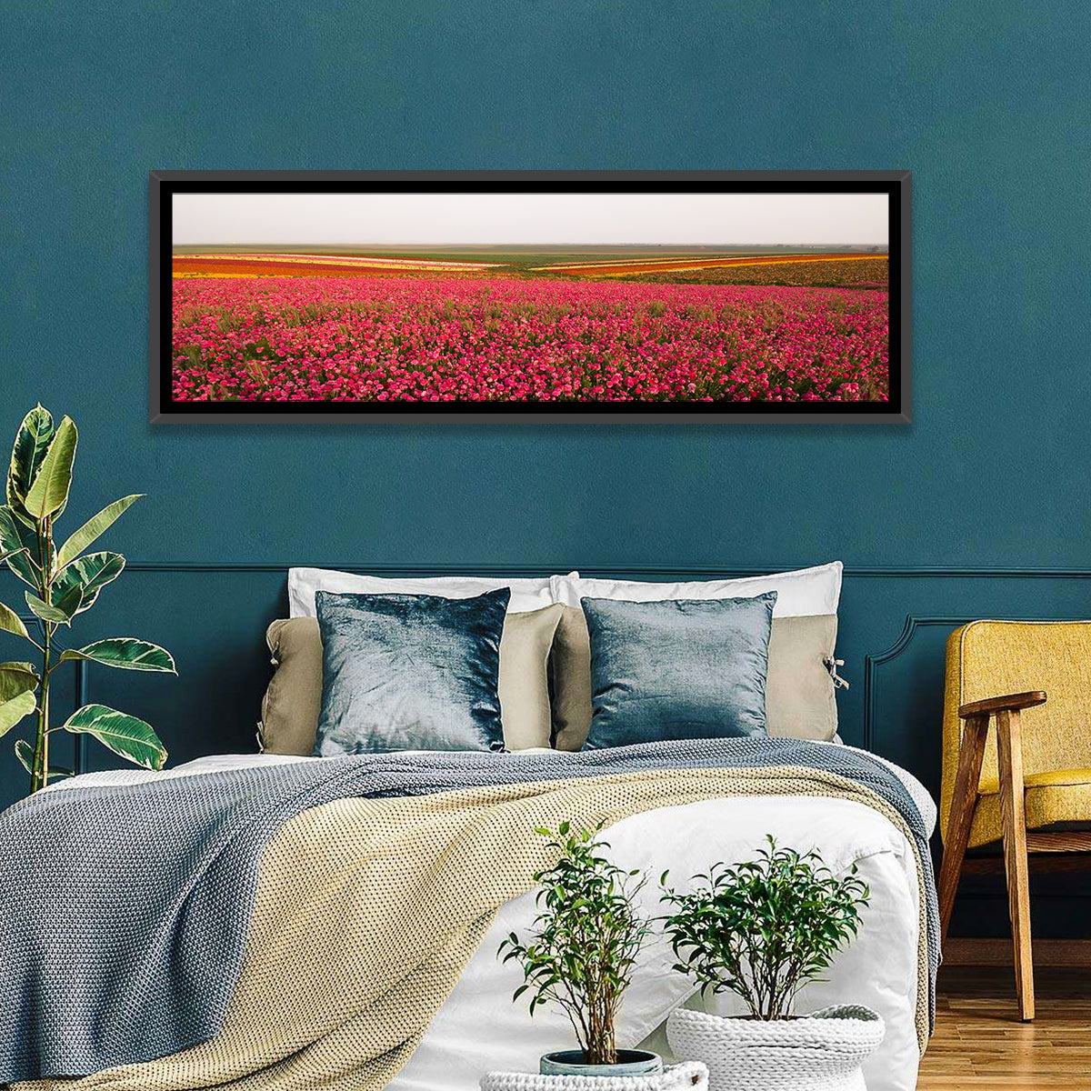 Pink Ranunculus Flower Field Wall Art