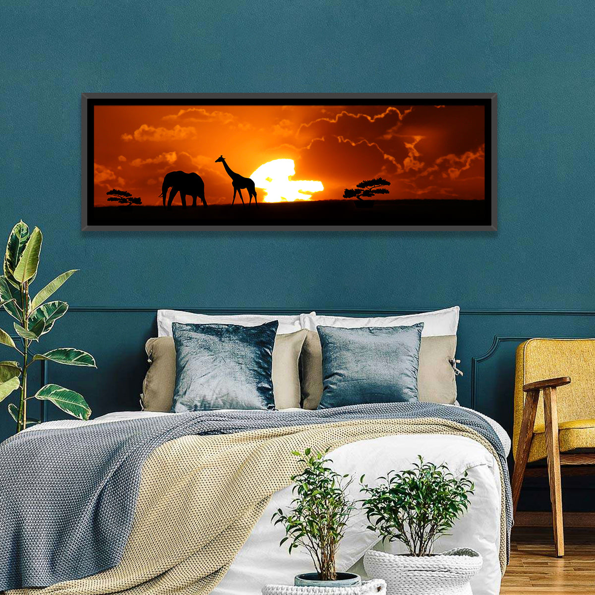 Safari Sunset Silhouettes Wall Art